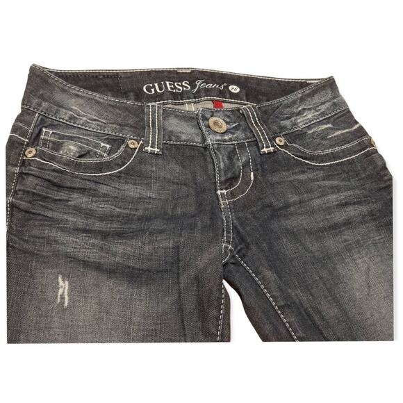 GUESS Los Angeles Daredevil Skinny Leg Stretch Distressed Blue Jeans - Picture 2 of 9